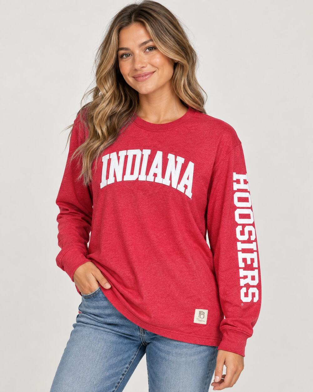 Pressbox Indiana Hoosiers Women’s Canyon Long Sleeve Shirt Crimson Size L NWT